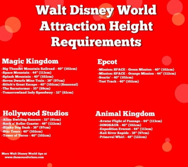 Height Requirements at Walt Disney World Park Attractions