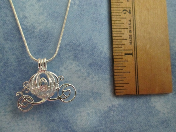 Cinderella Carriage Pearl Cage Silver Plated Charm Necklace Princess Cinderella Pick A Pearl or Wish Pearl Epcot Pumpkin Locket Cage + Silver Plated
