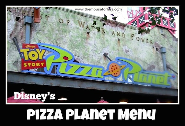 Pizza Planet Menu