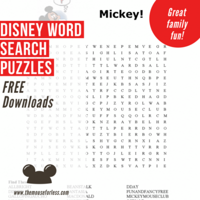 Disney Word Search puzzles to download and print, more fun!